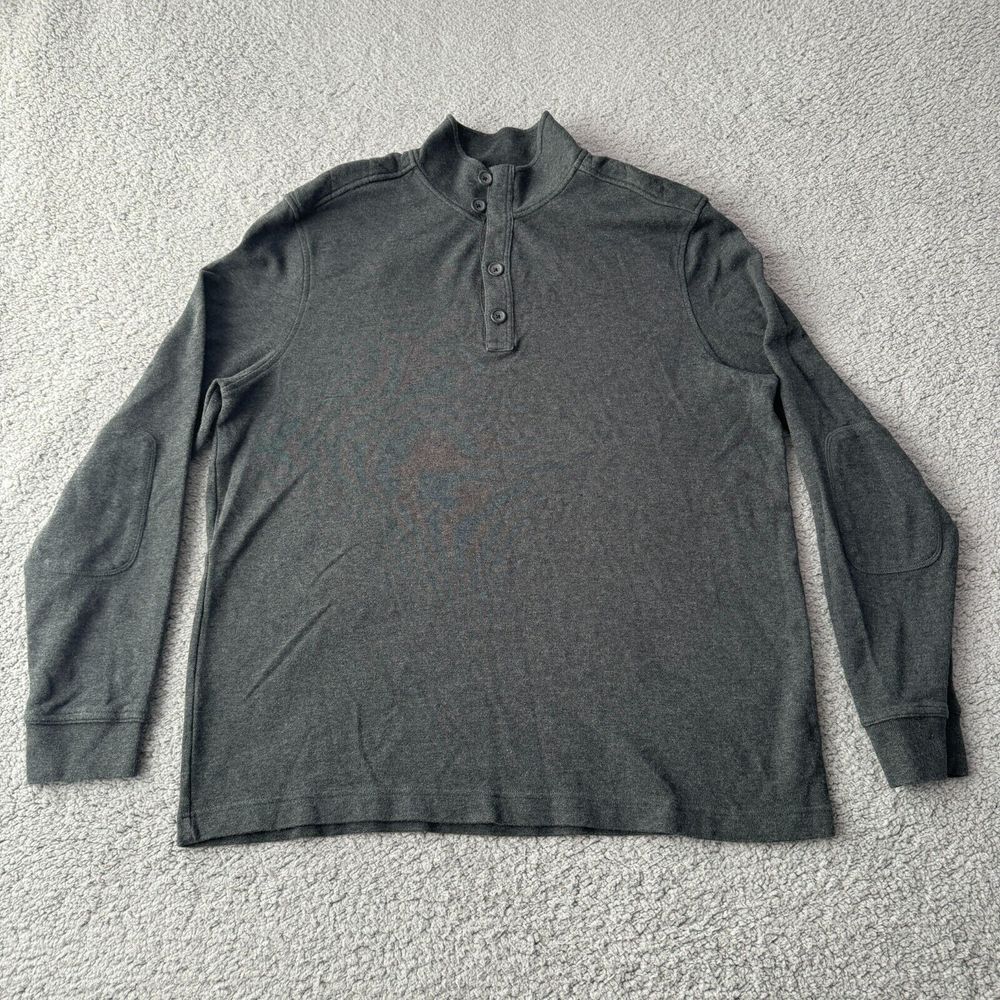 NEW Banana Republic Sweater Mens 2XL XXL Gray Henley Thermal Pullover‎ Outdoor